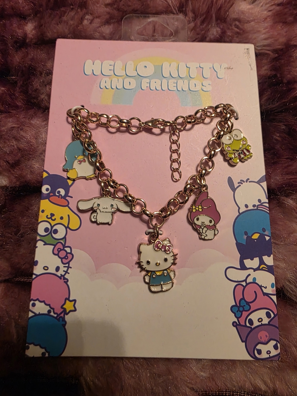 Hello Kitty Charm Bracelet- My Melody, Cinnamoroll, Tuxedosam, & Keroppi Nwt